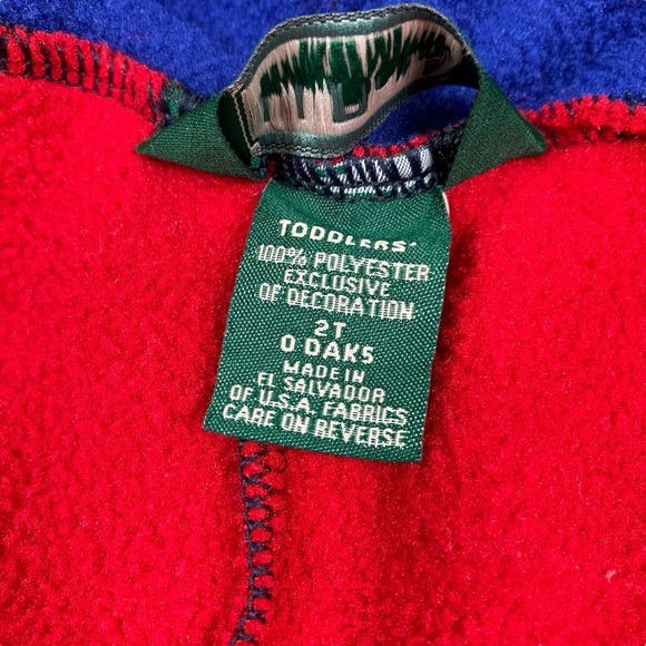 Vintage 90s LL Bean Kids Red & Blue Fleece Snow Suit Bunting One Piece Hooded - Picture 11 of 15